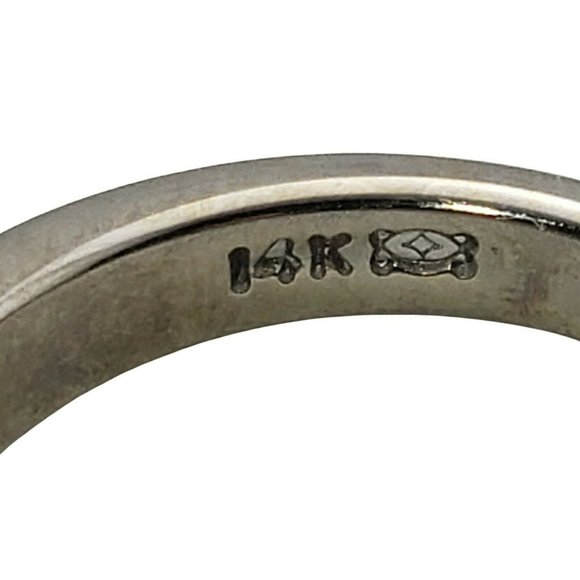 Vintage 14k White Gold and Princess Cut Diamond Wedding Band Size 7.25 #11376 - Picture 9 of 9